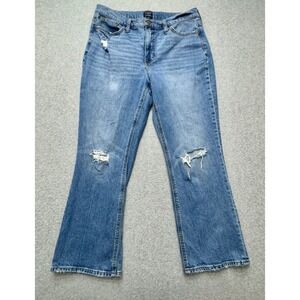 J.Crew Mid-Rise Flare Crop Jeans Womens 31 Blue Medium Wash Distressed Denim